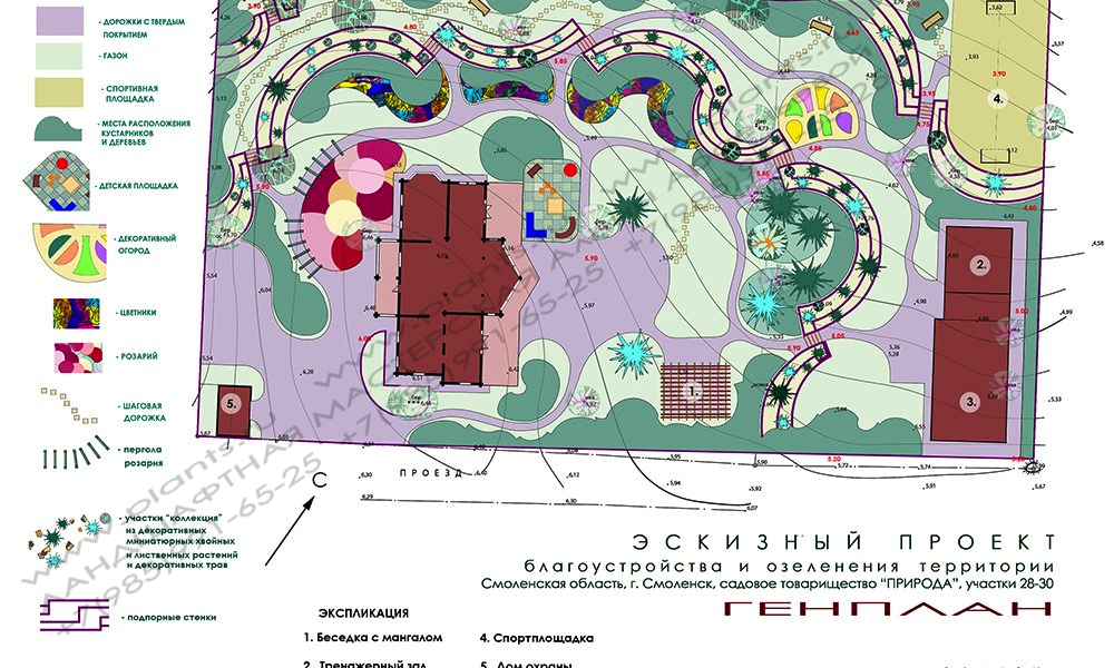 Проект ландшафтного дизайна дачного участка - генплан